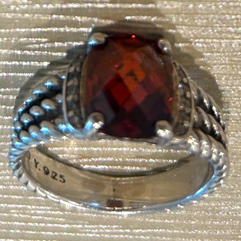 Authentic David Yurman Wheaton Ring, Garnet, Size 8